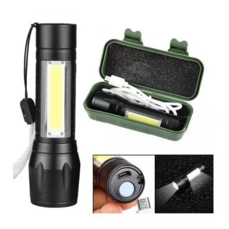 🔦 Linterna LED Táctica Recargable por USB – Tamaño de Bolsillo